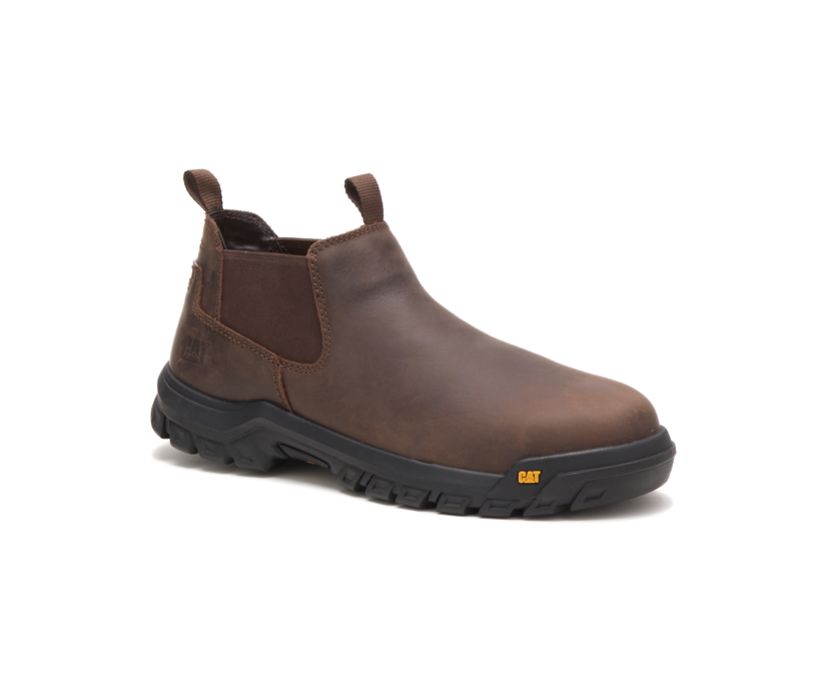 Pull On Μπότες Cat Outline Slip-On Steel toe Εργασίας ανδρικα καφε | 8763-HDUWG