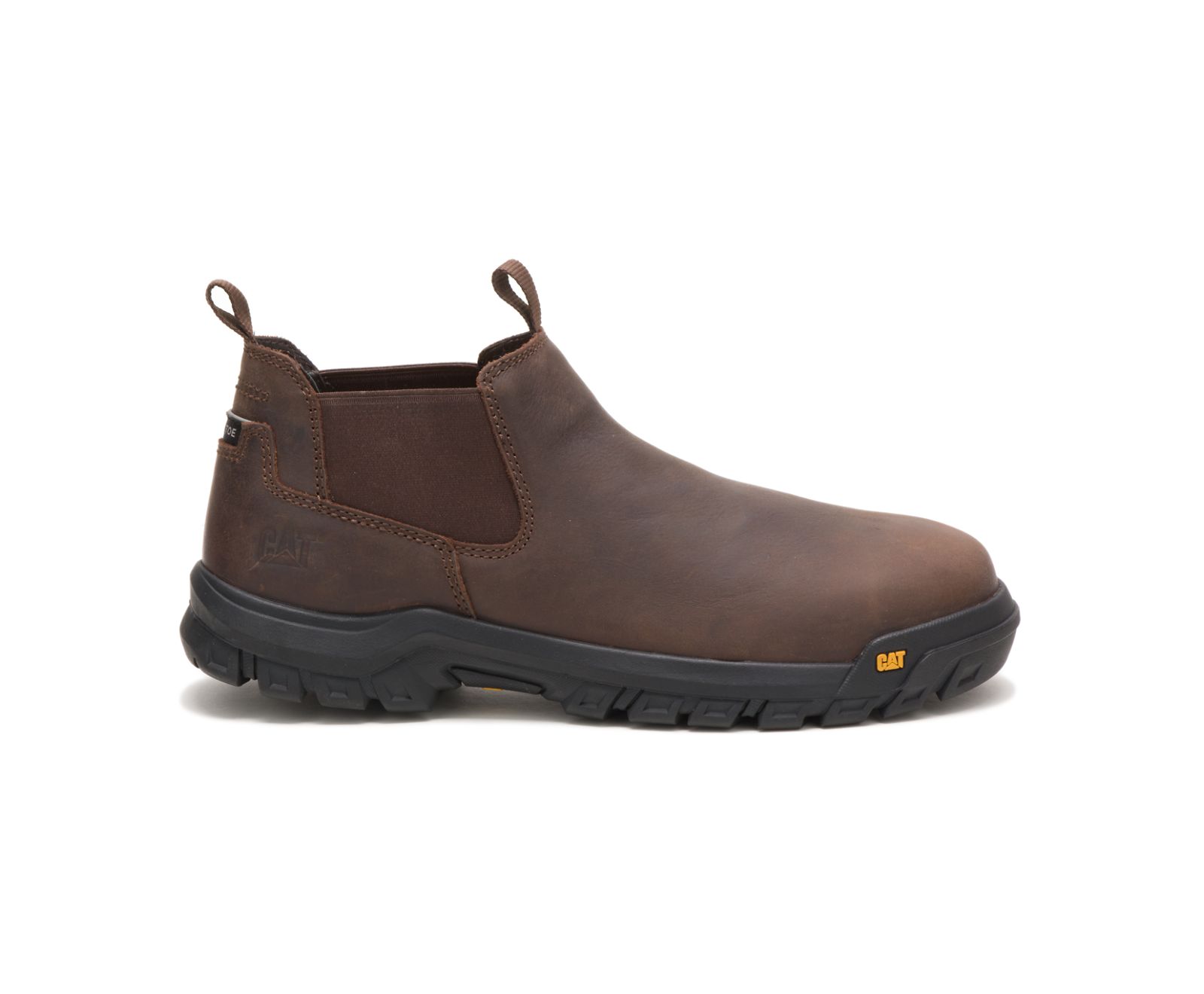 Pull On Μπότες Cat Outline Slip-On Steel toe Εργασίας ανδρικα καφε | 8763-HDUWG