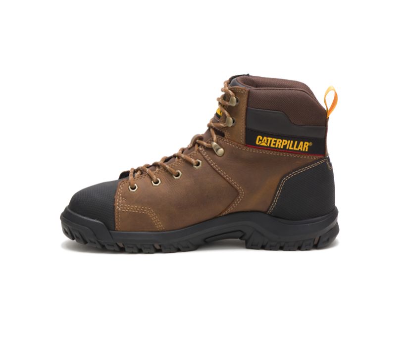 αδιαβροχα παπουτσια Cat Wellspring Metatarsal Guard Steel toe Εργασίας ανδρικα καφε | 6742-VZOQN