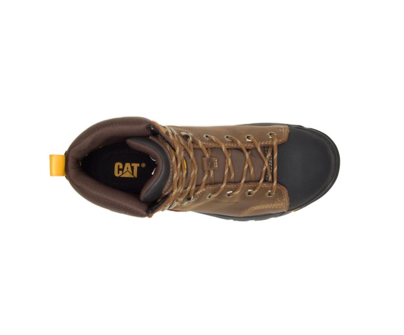 αδιαβροχα παπουτσια Cat Wellspring Metatarsal Guard Steel toe Εργασίας ανδρικα καφε | 6742-VZOQN